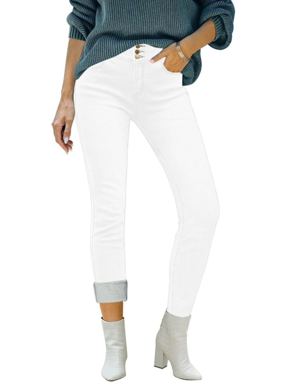 Cozy Fleece Lined Winter Jeans | Thermal High Waisted Skinny Jeggings, Stretchy